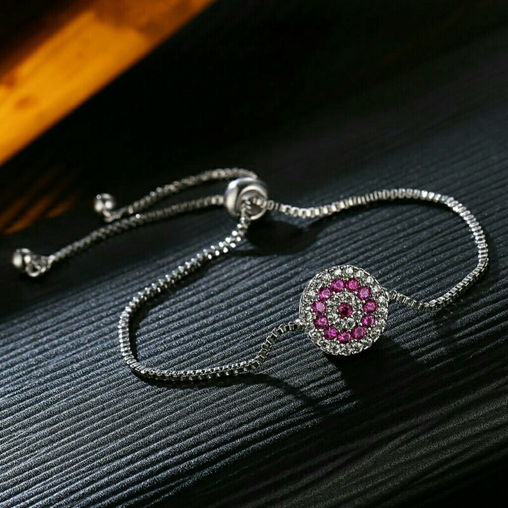 Adjustable Bracelet Pink Zircon